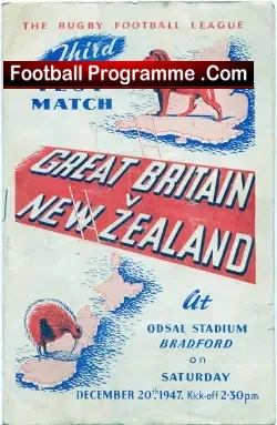 Great Britain Rugby v New Zealand 1947 – Odsal stadium