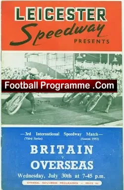 Great Britain Speedway v Overseas 1952 – at Leicester