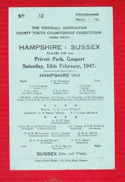Hampshire v Sussex 1947 – County Youth Championship