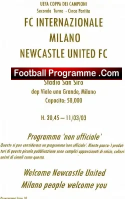 Inter Milan v Newcastle United 2003 – White Pirate