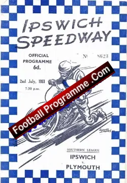 Ipswich Speedway v Plymouth 1953 - speedway programme