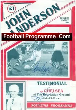 John Anderson Testimonial Aldershot 1989 – Signed