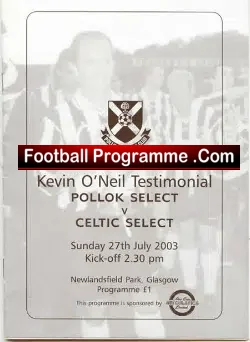 Kevin O’Neil Testimonial Benefit Pollock v Glasgow Celtic 2003