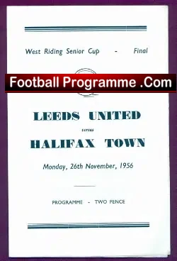 Leeds United v Halifax Town 1956 – Senior Cup Final – Genuine