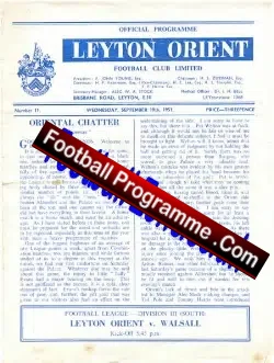Leyton Orient v Walsall 1951