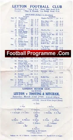 Leyton v Tooting Mitcham United 1946 – Bolton W Benefit