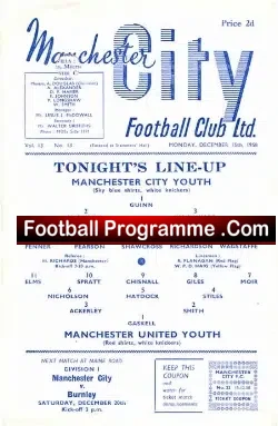Manchester City v Manchester United 1958 – Youths Game