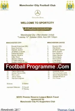 Manchester City v Manchester United 2004 – Reserves Game