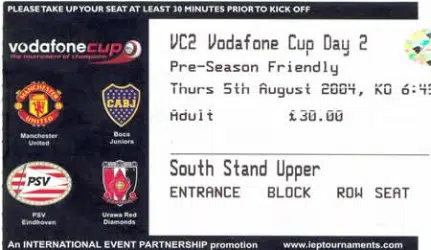 Manchester United 2004 – Pre season friendly Ticket