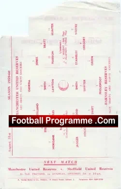 Manchester United v Barnsley 1959 – Reserves Match