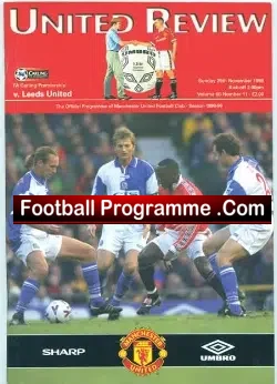 Manchester United v Leeds United 1998 - Signed Jesper Blomqvist - football programme