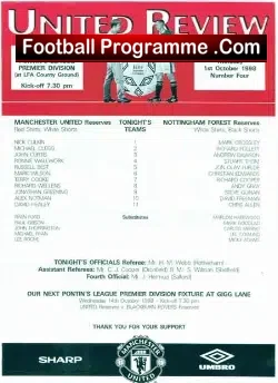 Manchester United v Nottingham Forest 1998 – Man Utd Treble Season Reserves