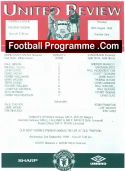 Manchester United v Sunderland 1998 – Man Utd Treble Season Reserves