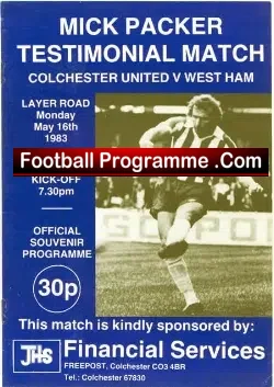 Mick Packer Testimonial Benefit Match Colchester United 1983