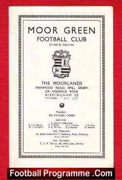 Moor Green v Darlaston 1946 - 1940s Programme - football programme
