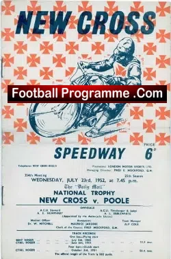 New Cross Speedway v  Poole  1952