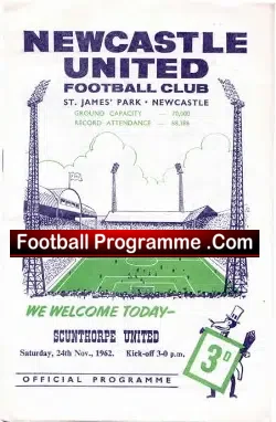 Newcastle United v Scunthorpe United 1962 - football programme