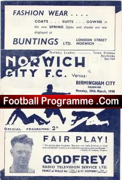 Norwich City v Birmingham City 1948 – Reserves