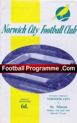 Norwich City v St Mirren 1965