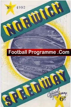 Norwich Speedway v Wembley 1955 - speedway programme