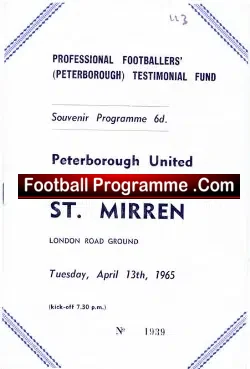 Peter McNamee Testimonial Benefit Match Peterborough United 1965