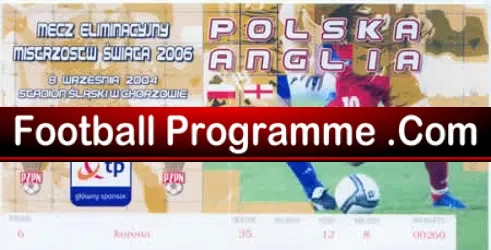 Poland v England 2004 – Football Ticket Stub