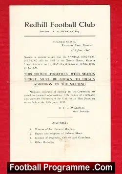 Redhill Football Club Annual General meeting Report 1 – 1948