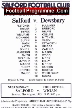 Salford City v Dewsbury 1983