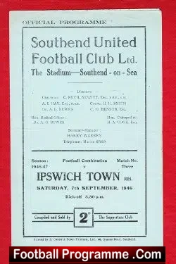 Southend United v Ipswich Town 1946 – Reserves