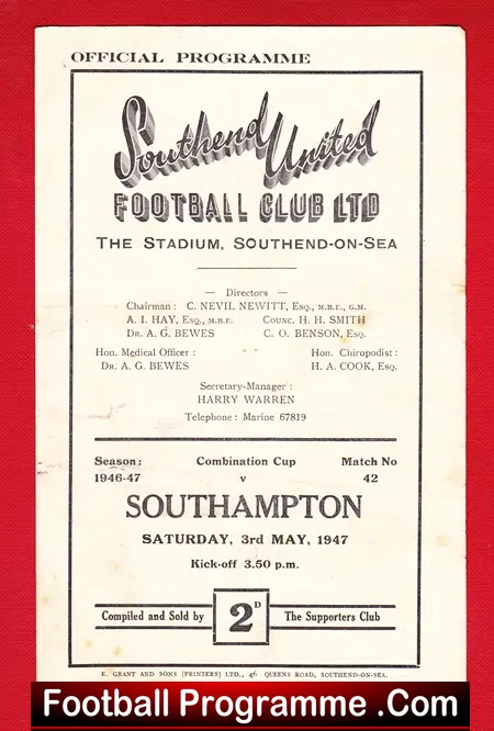 Southend United v Southampton 1947