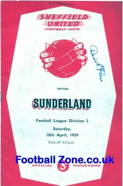 Southend United v Sunderland 1959 – Autographed