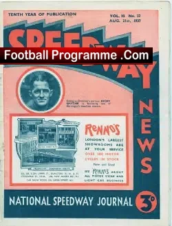 Speedway News Magazine 1937