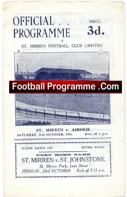 St Mirren v Airdrieonians Airdrie 1961