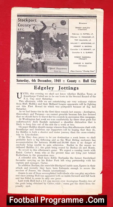 Stockport County v Hull City 1948