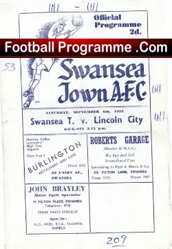 Swansea Town v Lincoln City 1952