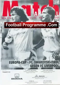Swarovski Tirol Gegen v Liverpool 1991 – Austria European Match