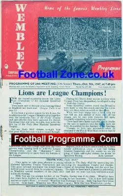 Wembley speedway v Belle Vue 1947