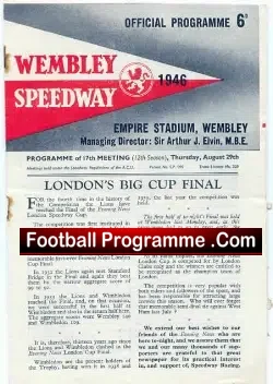 Wembley speedway v Wimbledon Cup Final 1946
