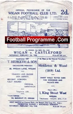 Wigan Rugby v Castleford 1948
