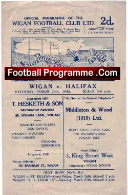 Wigan Rugby v Halifax 1948