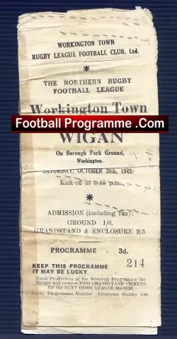 Workington Town Rugby v Wigan 1945 – First Season