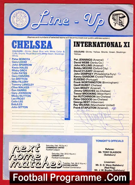 John Dempsey Testimonial Benefit Match Chelsea – Multi SIGNED