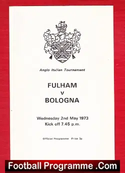 Fulham v Bologna 1973 – Anglo Italian Cup – Italy Team