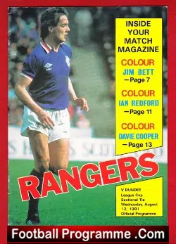 Glasgow Rangers v Dundee 1981 - League Cup