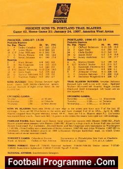 American Football USA Phoenix Suns v Portland Blazers 1997