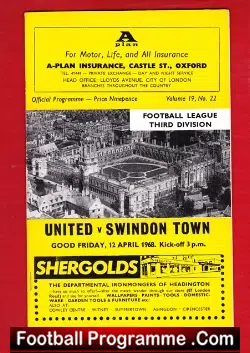 Oxford United v Swindon Town 1968