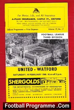 Oxford United v Watford 1968