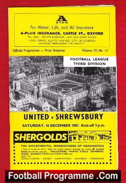 Oxford United v Shrewsbury Town 1967