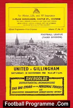Oxford United v Gillingham 1965