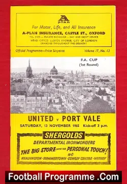 Oxford United v Port Vale 1965